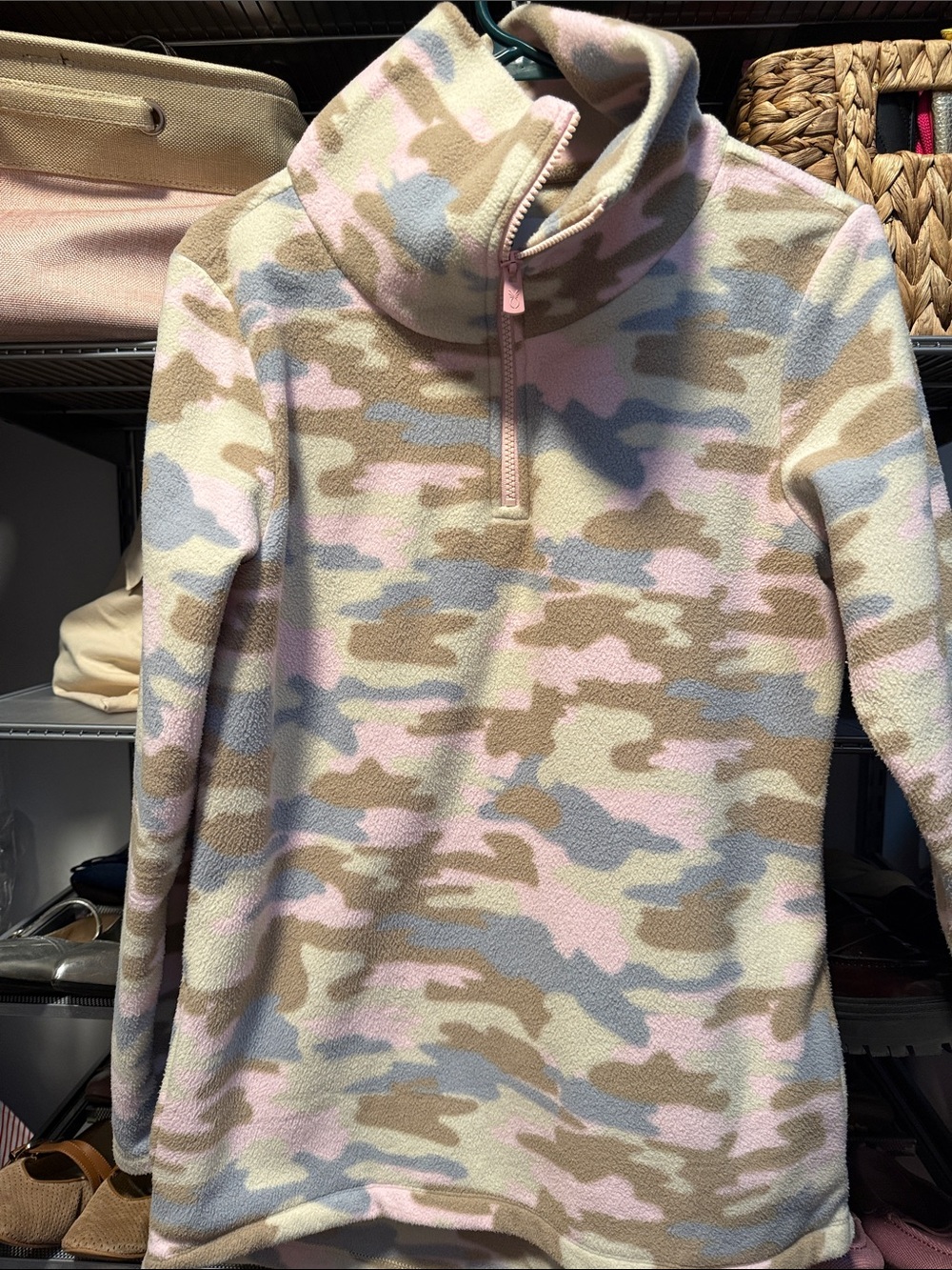 Dudley Stephens Pastel Camo Half-Zip Pullover Hoodie - Pink, Tan & Blue